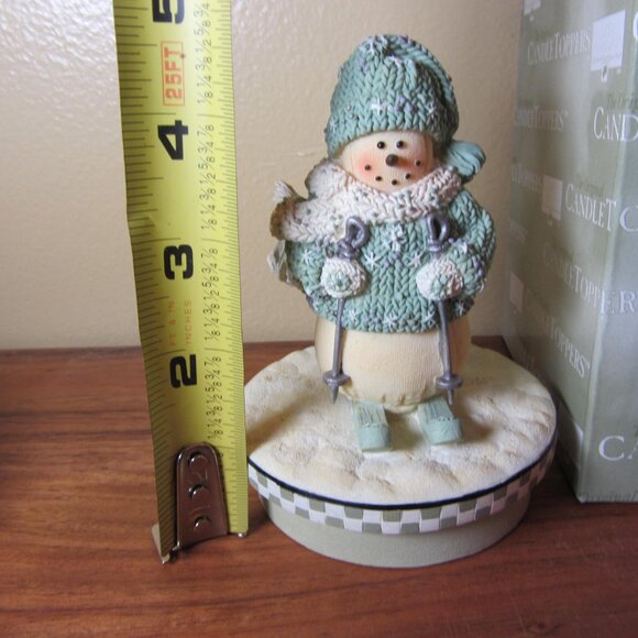 plum pudding candle topper snowman skiing NIB (W3496) - Picture 5 of 6